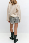 Y chunky embroidery shorts - Bleu clair