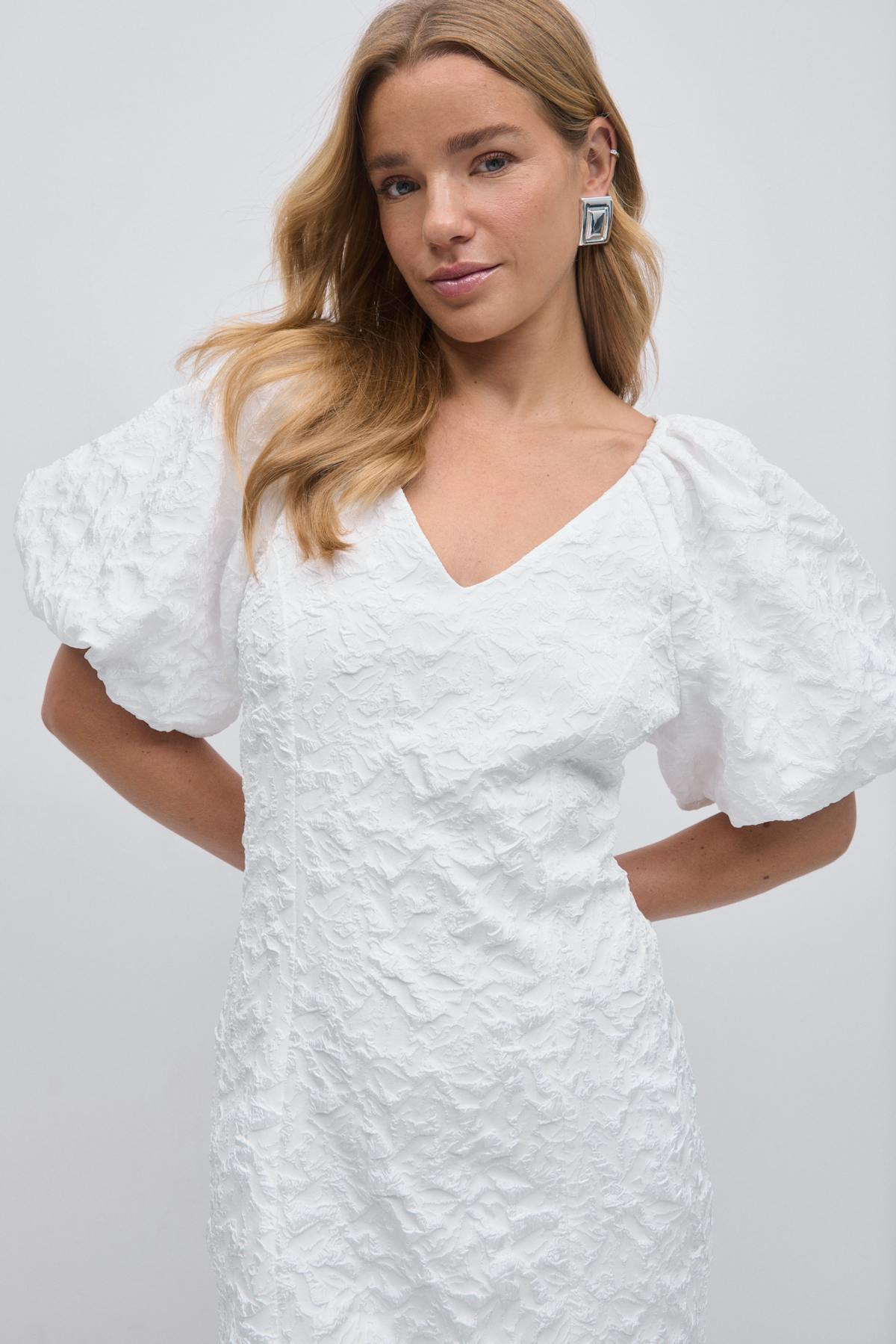 brocade dress - Blanc cassé
