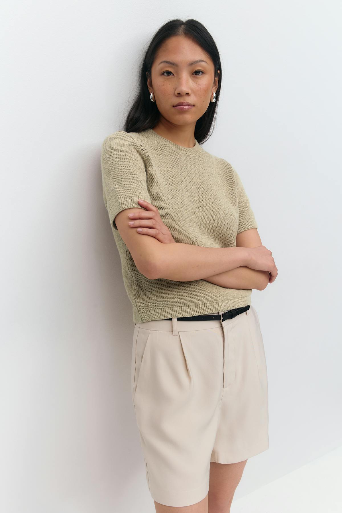 Knitted linen blend tee - Pure c