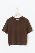 Knitted linen blend tee - Chestnut