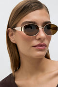 Oval metal frame sunglasses - Gold/brown