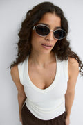Oval metal frame sunglasses