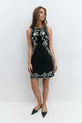 Embroidery mini dress - Noir