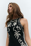 Embroidery mini dress - Noir