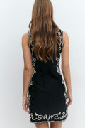 Embroidery mini dress - Noir