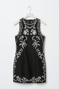 Embroidery mini dress - Noir