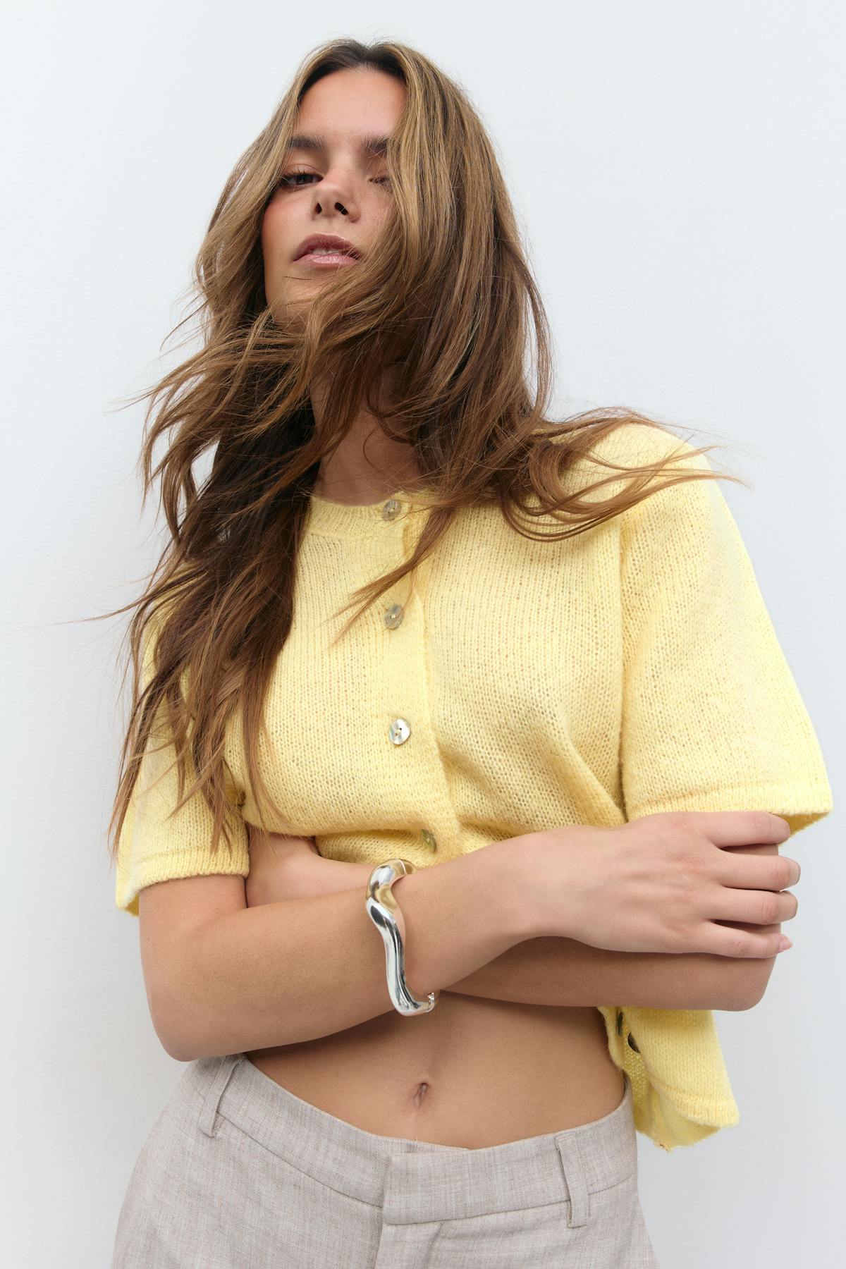 Loose knitted cardigan - Gardenia