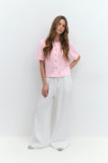 Loose knitted cardigan - Pink lady