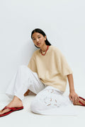 Knitted short sleeve top - New camel