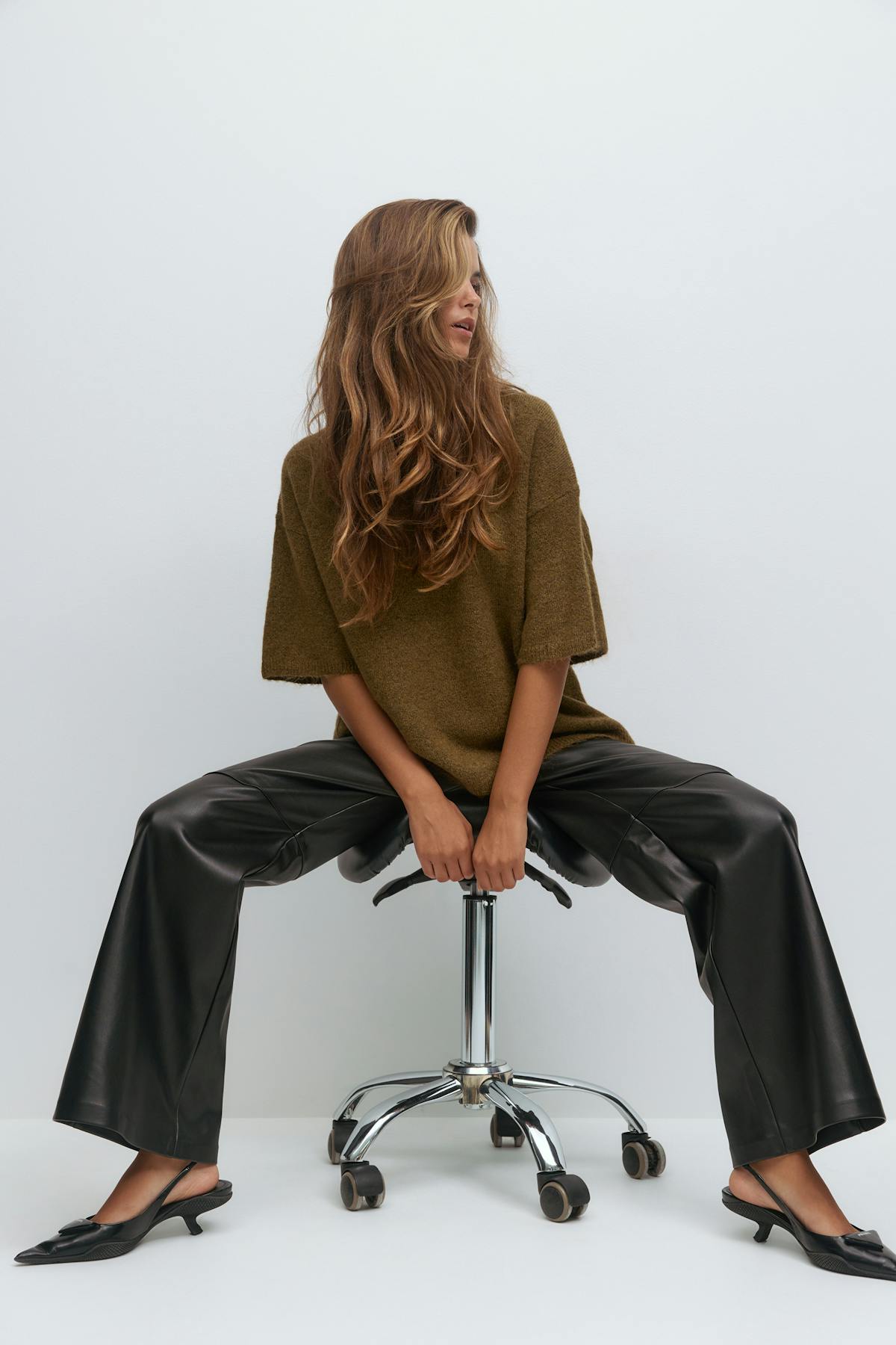 Knitted short sleeve top - Lt grey melange
