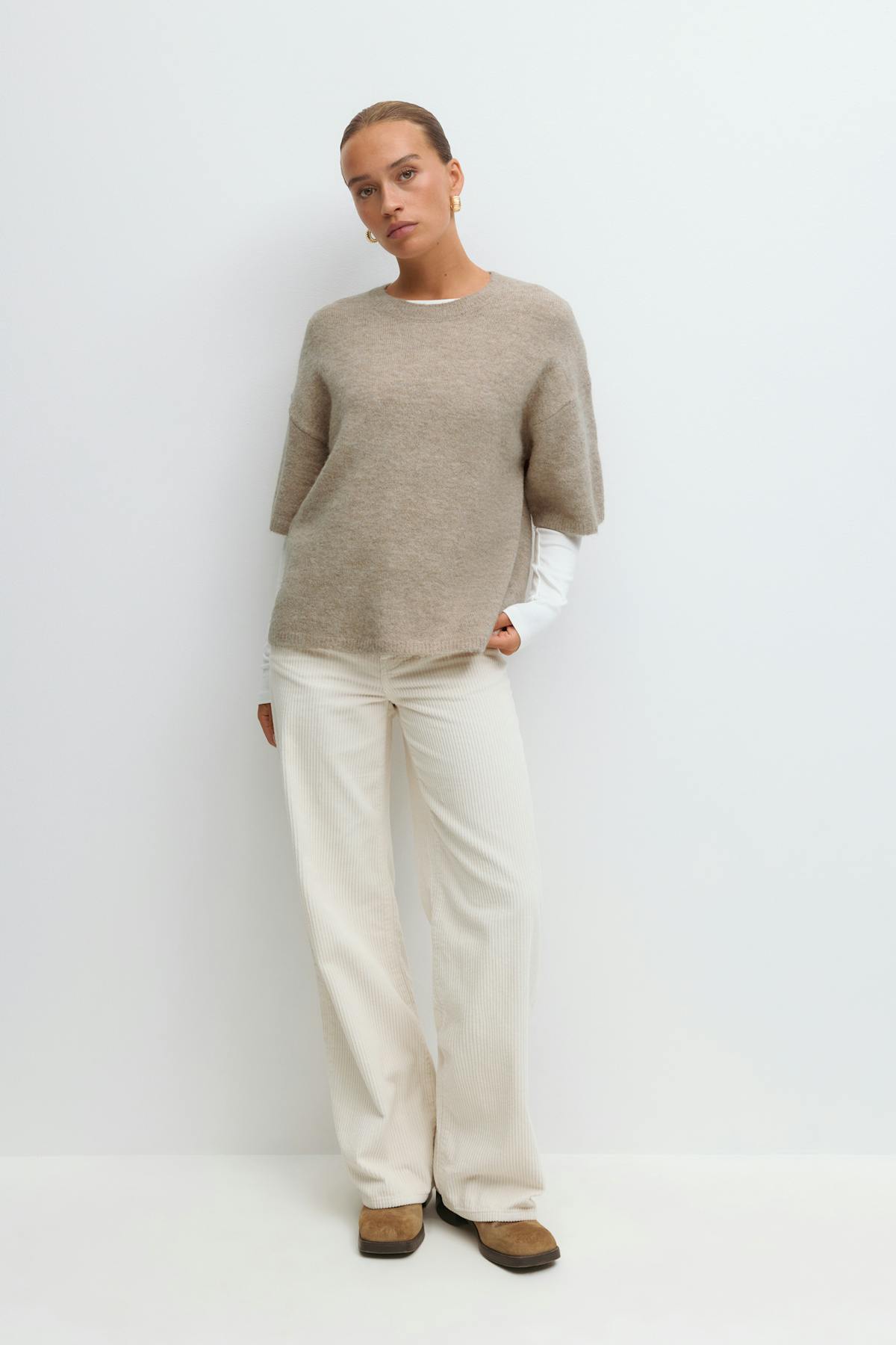 Knitted short sleeve top - Vanilla yellow