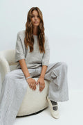 Knitted short sleeve top - Chestnut