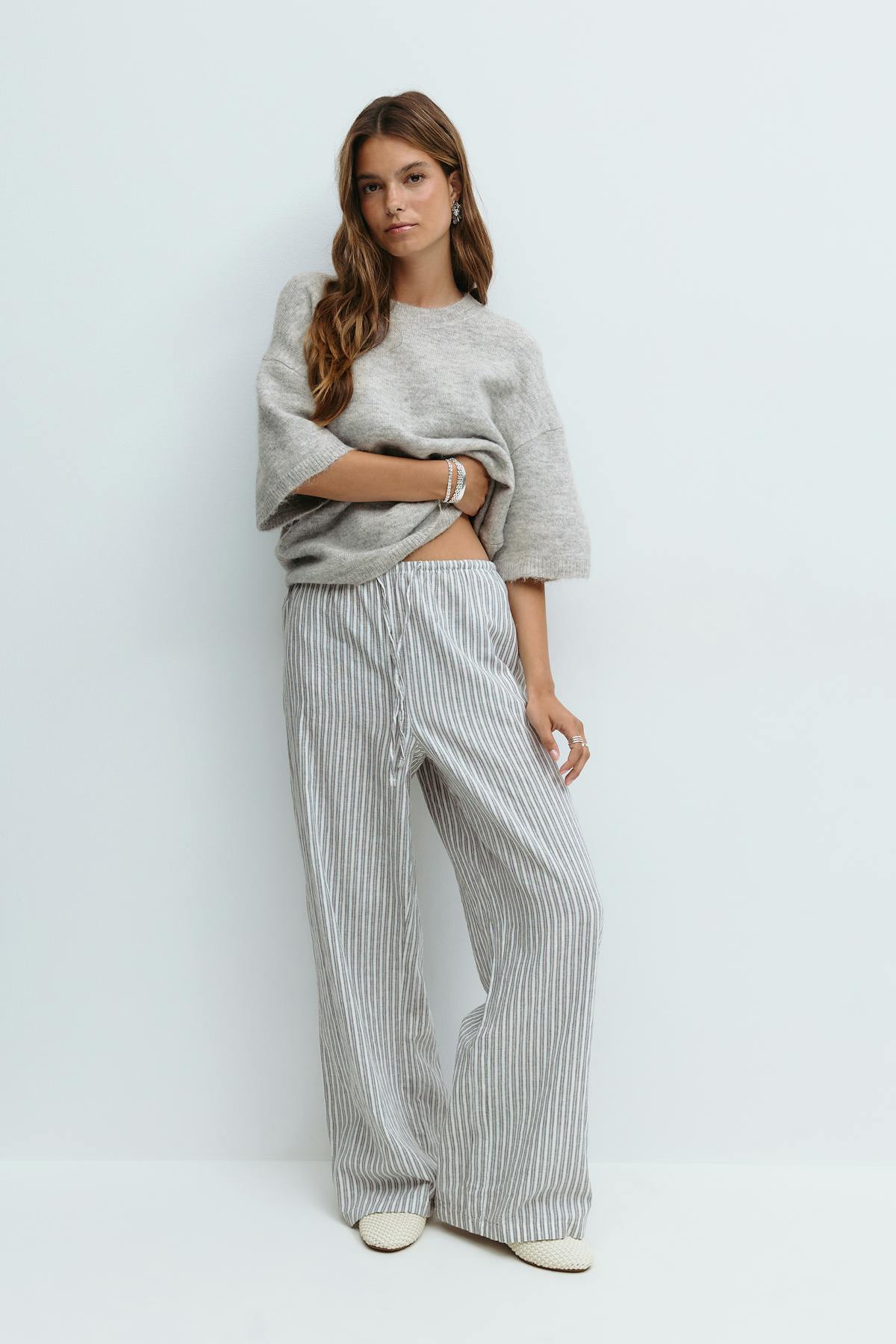Knitted short sleeve top - Chestnut