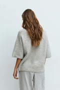 Knitted short sleeve top - Chestnut
