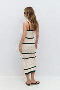 Knitted crochet dress - Cream/black