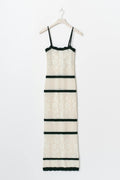Knitted crochet dress - Cream/black