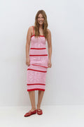 Knitted crochet dress - Red/pink