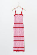 Knitted crochet dress - Red/pink