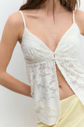 Floral singlet - Egret