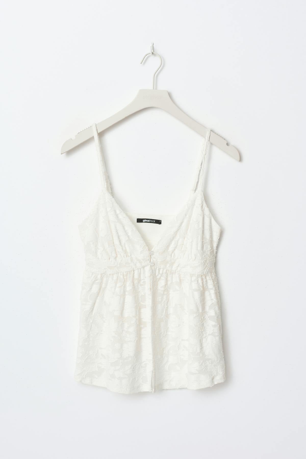 Floral singlet - Egret
