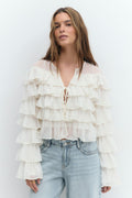 Flounce blouse - Blanc cassé