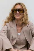 Bold maxi aviator sunglasses - Tortoise