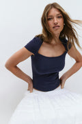 Square neck top - Chateau gray