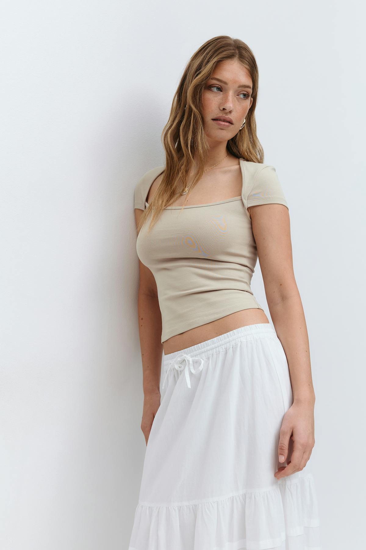 Square neck top - Blanc