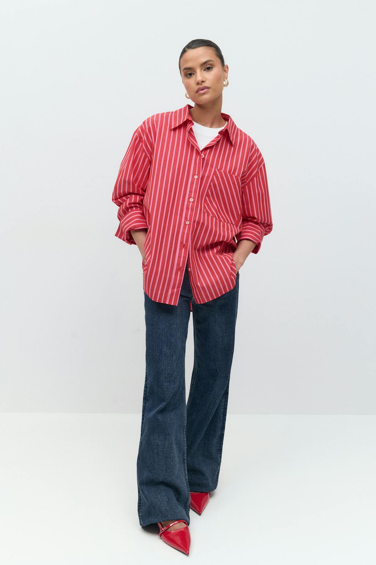 Poplin shirt - Blue/stripe