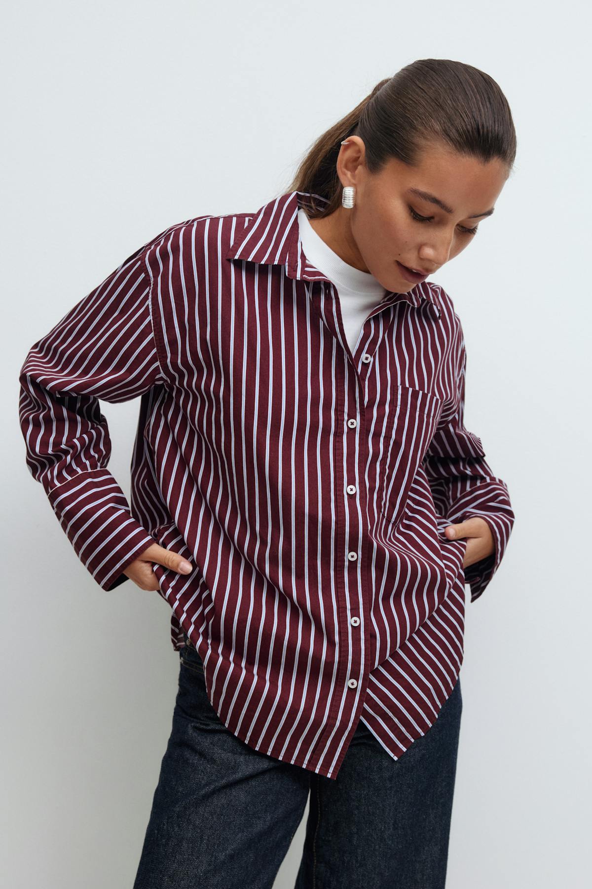Poplin shirt - Red stripe