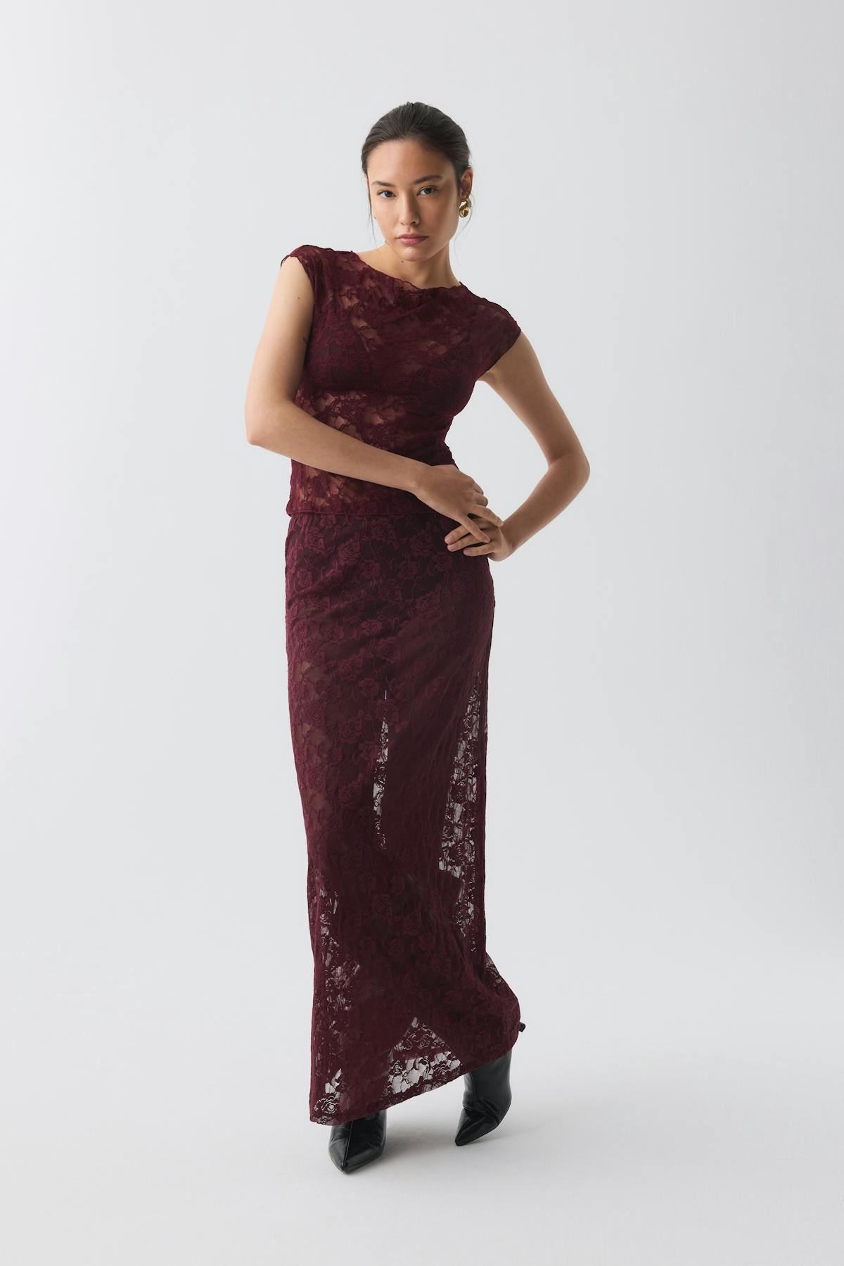 Lace maxi skirt - Flower aop