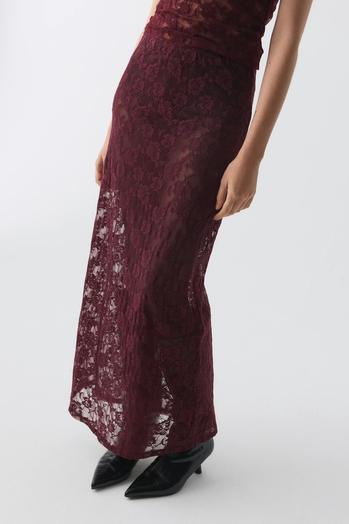 Lace maxi skirt - Flower aop