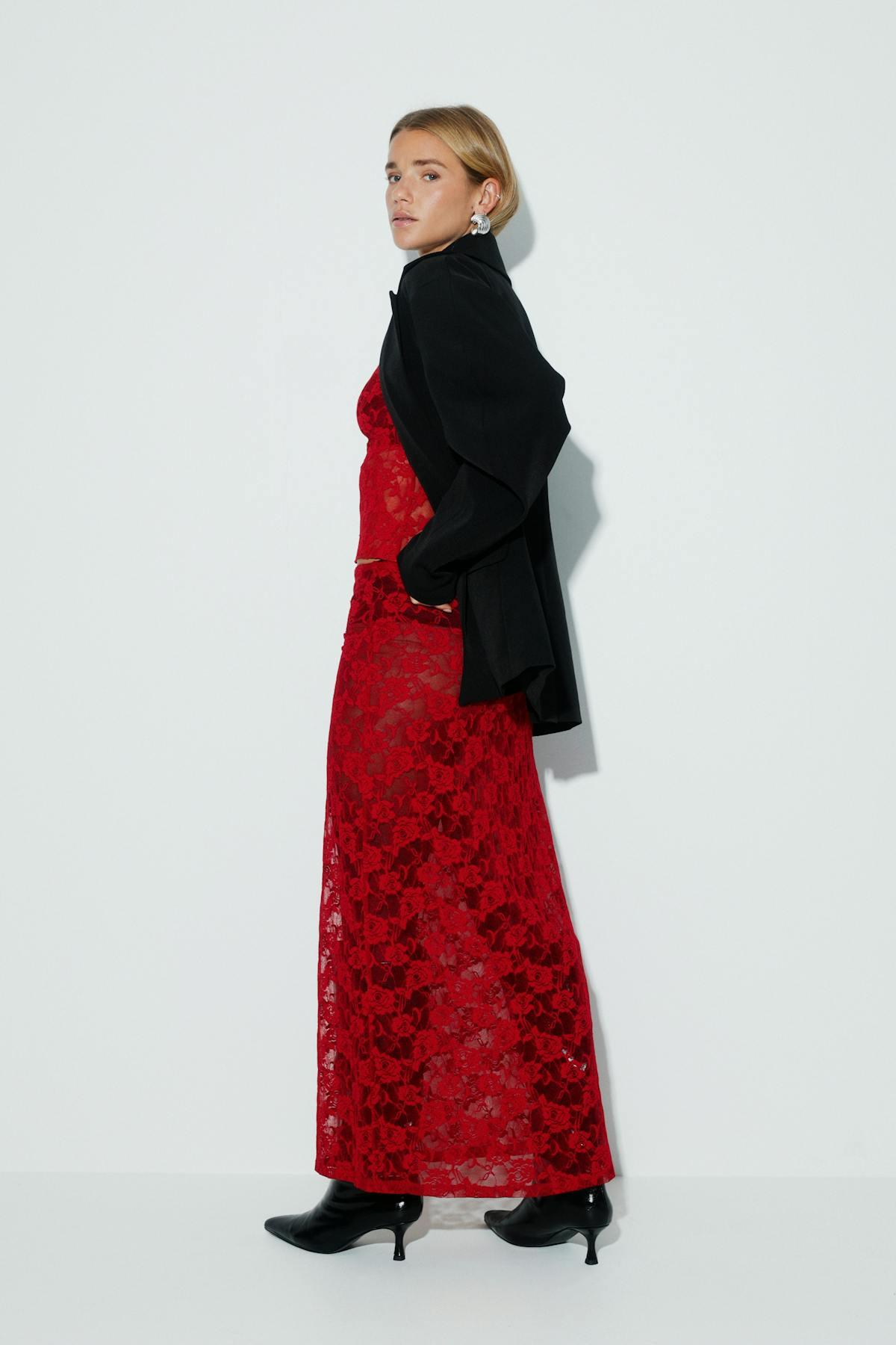 Lace maxi skirt - Noir