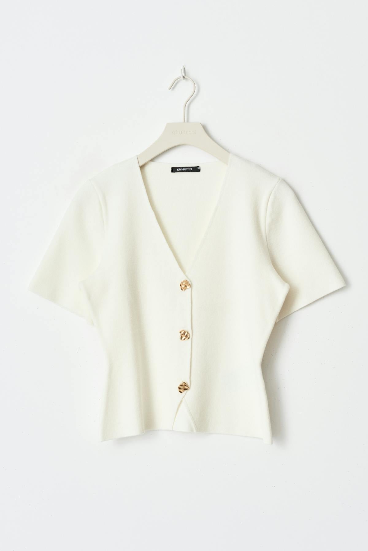 Knitted button top - Blanc cassé