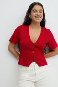 Knitted button top - Noir