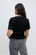 Knitted button top - Noir