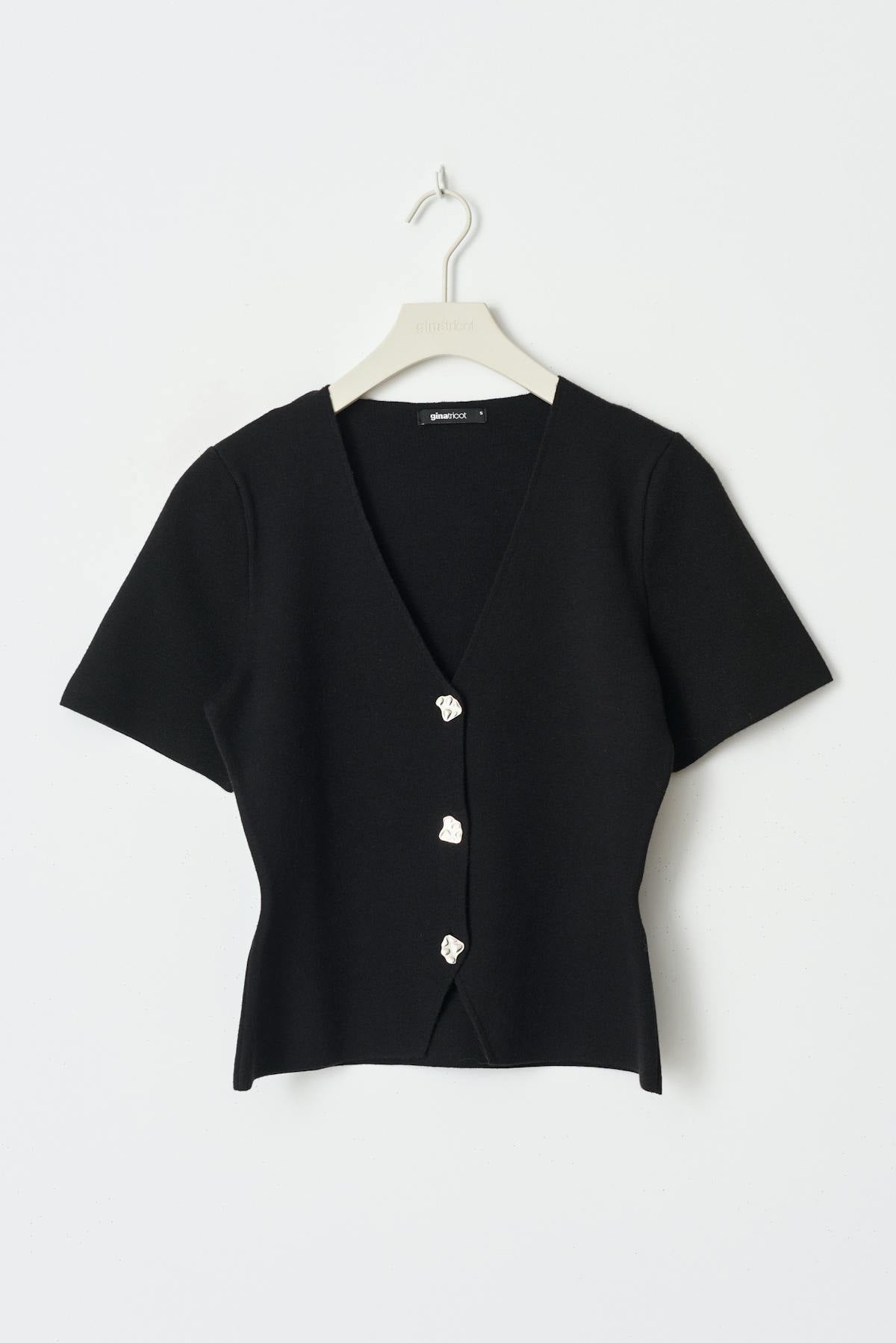 Knitted button top - Noir