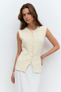 Textured knitted vest - R white