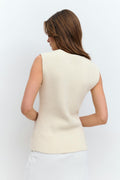 Textured knitted vest - R white
