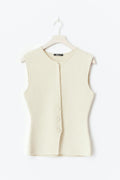 Textured knitted vest - R white
