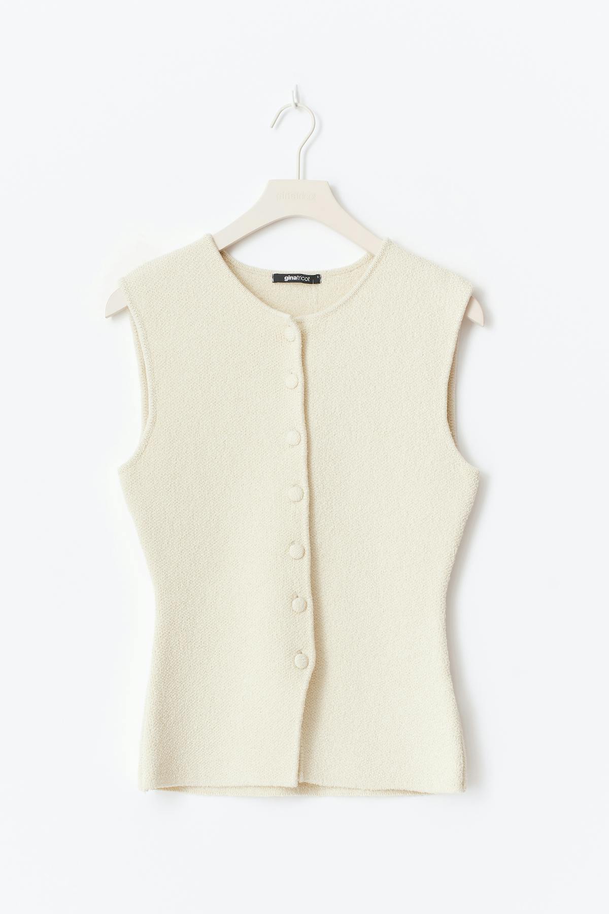 Textured knitted vest - R white