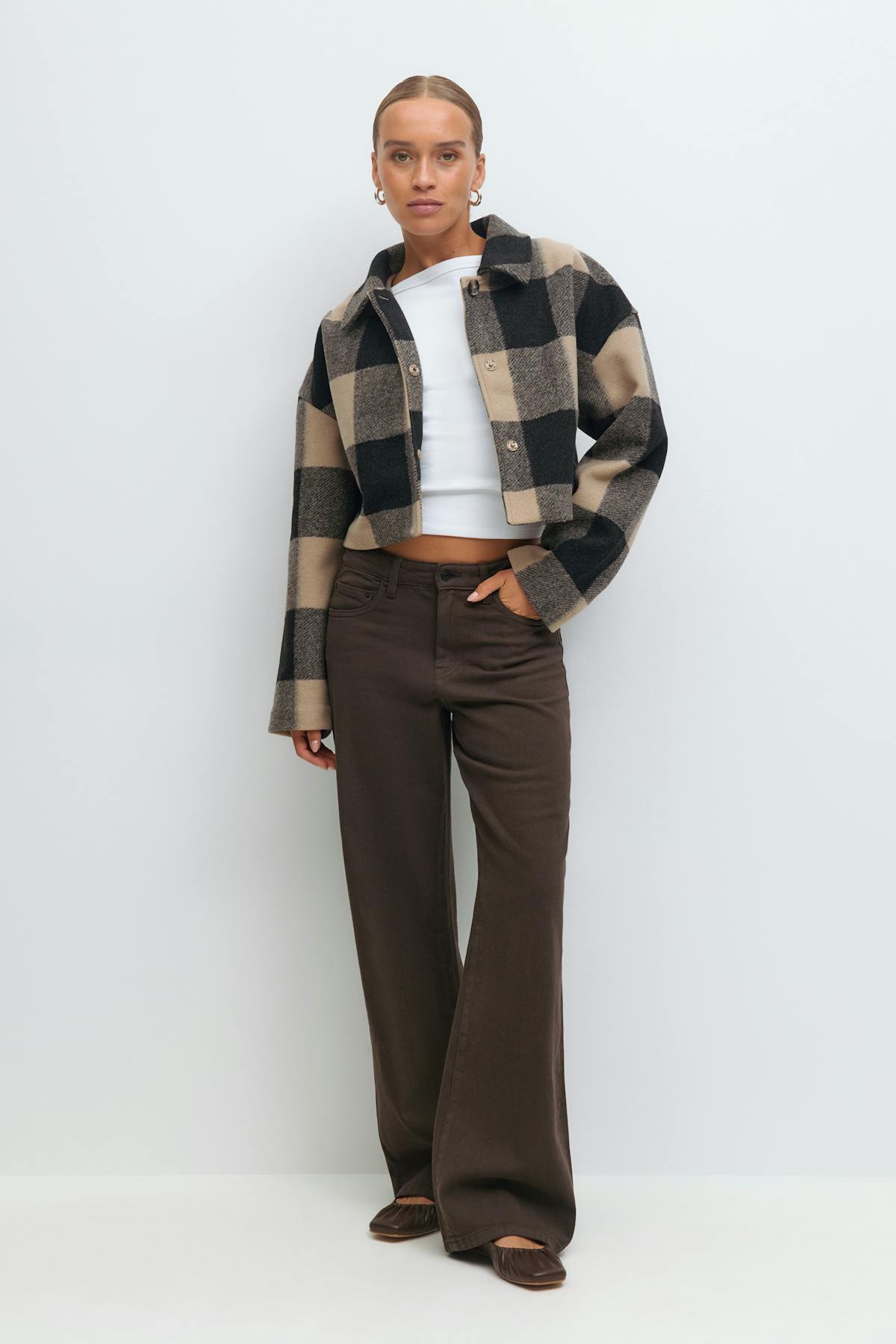 Short jacket - Beige check