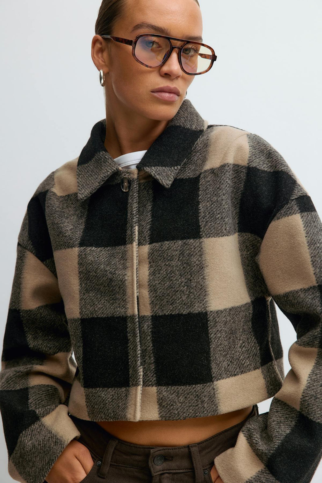 Short jacket - Beige check