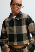 Short jacket - Beige check