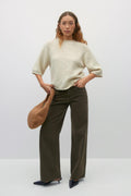 Oversized knitted tee - Soft beige