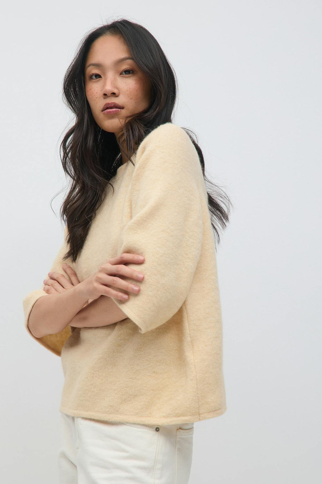 Oversized knitted tee - Butter yellow