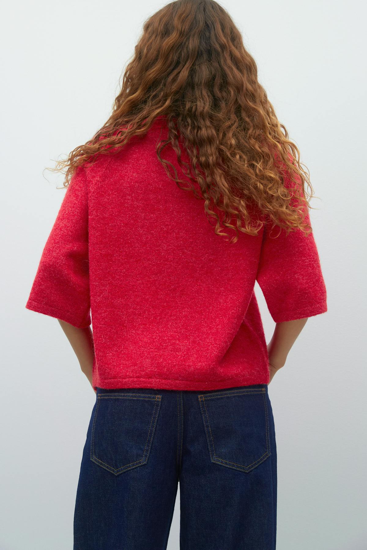 Oversized knitted tee - High risk red