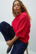 Oversized knitted tee - High risk red