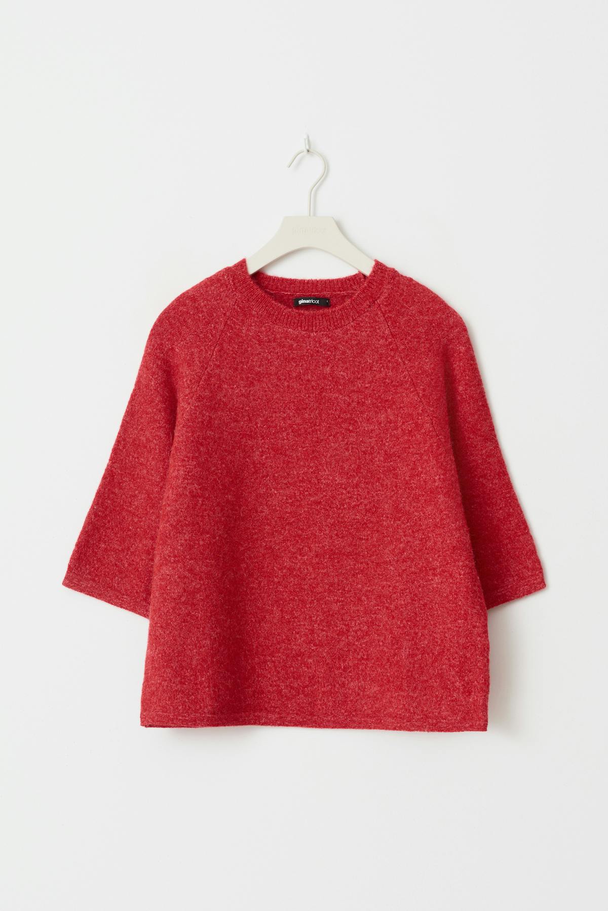 Oversized knitted tee - High risk red