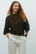 Oversized knitted tee - Brown melange